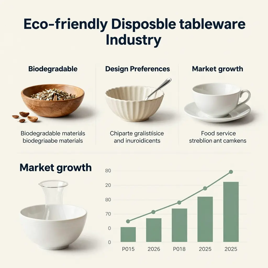 Infographic showing trends in the eco-friendly disposable tableware industry.