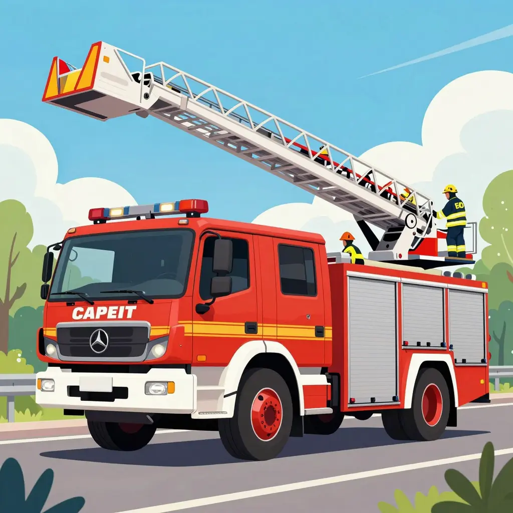 Modern Fire Truck Engine